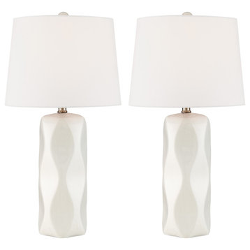 Lite Source LS-23583/2PK Odelia 2 Light 24" Tall Vase Lamp Sets - White Ceramic