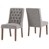 Maisie Brown Finish Tufted Linen Upholstered Side Chair, Set of 2, Grey