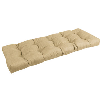 51"x19" Tufted Solid Outdoor Spun Polyester Loveseat Cushion Tan