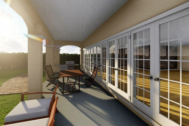 Example of a transitional exterior home design in Miami