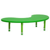 MFO 35''W x 65''L Height Adjustable Half-Moon Green Plastic Activity Table