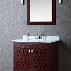 36 inch Modern Single Sink Bathroom Vanity Set in Walnut Finish - Bathroom Vanities And Sink Consoles