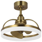 Progress Lighting - Shear Collection Oscillating 3-Blade Ceiling Fan Matte Black Blades, Brushed Bronze - Crafted from swirling bands of brushed bronze and creamy polished acrylic, the 19.56-inch Shear LED fandelier is a masterpiece that elevates both form and function to new heights. A trio of Gold fan blades are powered by a quiet, oscillating DC motor that effortlessly distributes air in a 36-degree rotation throughout indoor and covered outdoor rooms. Innovative, linear dimmable LEDs softly illuminate the surrounding space. A full-function remote control and wall bracket are included. This fan is part of the new Oscillar Collection of ceiling fandeliers, featuring rings of integrated LED illumination and a trio of blades powered by a silent oscillating DC motor that features a 360-degree rotation and six speeds, delivering maximum air distribution in every direction throughout a room.
