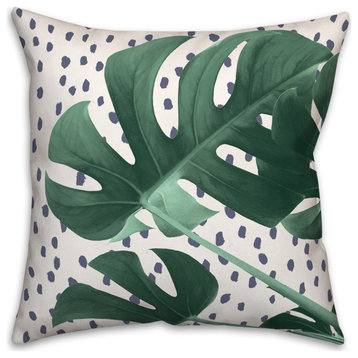 Monstera Dots Navy 18x18 Pillow
