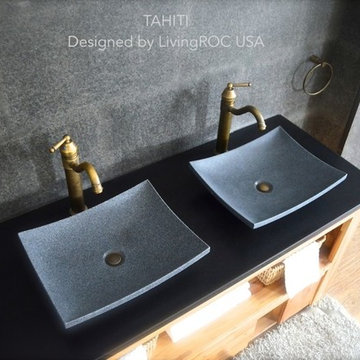 18'' GRAY GRANITE STONE CONTEMPORARY  BATHROOM VESSEL SINK-TAHITI