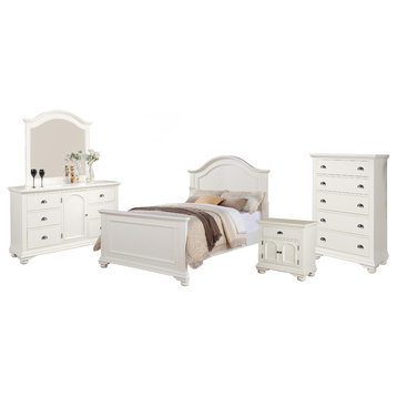 Picket House Furnishings Addison White Full Panel 5PC Bedroom Set BP700FB5PC