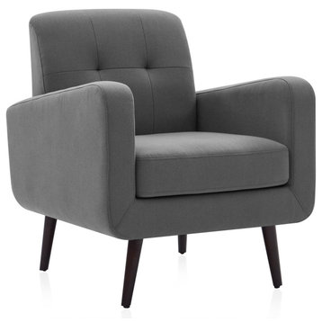 Hasting Arm Accent Chair Comfy Fabric Upholstered Tufted Single Sofa, Grey