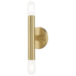 Livex Lighting - Livex Lighting Satin Brass 2-Light ADA Wall Sconce - Exposed bulb sockets are fixed over satin brass to create an eclectic look perfect for mid century modern or transitional spaces wanting an industrial touch.