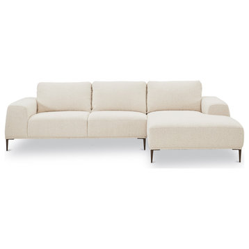 Poly and Bark Rue Sectional Sofa, Crema White Boucle, Right-Facing