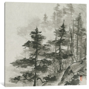 "Sumi Treetops" by Chris Paschke, Canvas Print, 18"x18"