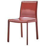 New Pacific Direct - Gervin Recycled Leather Dining Side Chair, Set of 2, Cordovan - The Gervin Chair is one that’s been reduced down to its essentials, leaving form to follow function. It features a sturdy steel frame and its back, legs and seat are all upholstered with recycled leather and a petite contrasting piping. It would go great in a breakfast room or dining area. Fully assembled, available in other color options, set of 2.