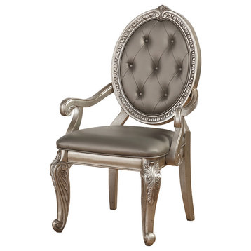 ACME Northville Arm Chair (Set-2), PU and Antique Champagne