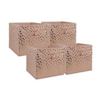 Nonwoven Polyester Cube Dots Millennial Pink/Gold Square 11"x11"x11", Set Of 4