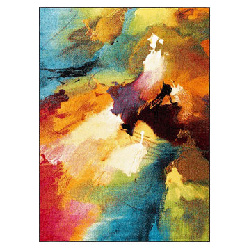 Vida Contemporary Abstract Multi-Color Rectangle Area Rug, 8' x 10'