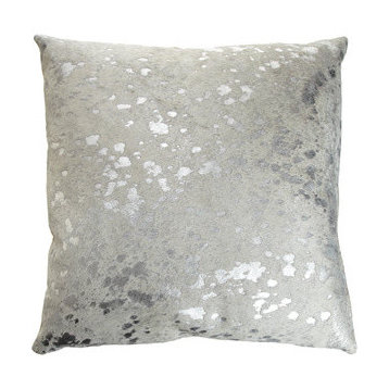 Pergamino Metallic Cowhide Pillows, Silver