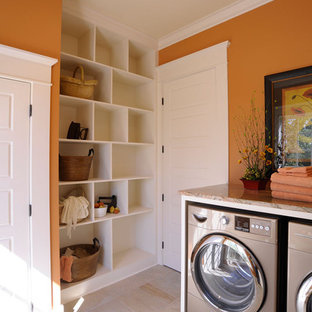 Photo of a traditional utility room in Cincinnati with orange walls.