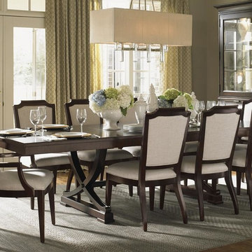 Kensington Place Eleven Piece Dining Set With Chairs Upholstered In Odessa Fabri