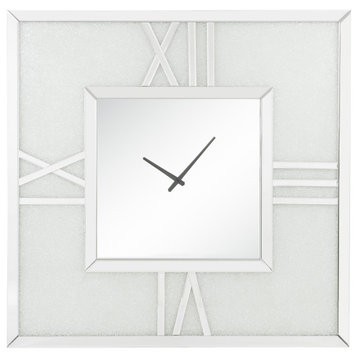 Acme Mirrored And Faux Diamonds Wall Clock With Led 97730