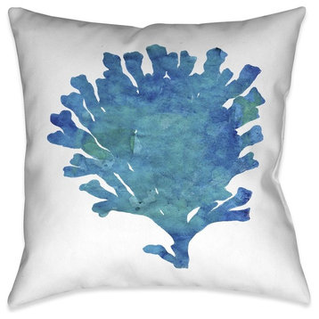 Laural Home Aquamarine Coral Outdoor Decorative Pillow, 18"x18"