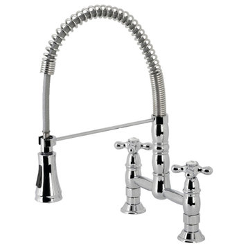 GS1271AX Two-Handle Deck-Mount Pull-Down Sprayer Kitchen Faucet, Polished Chrome