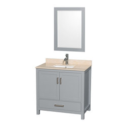 36 inch Transitional Grey Finish Bathroom Vanity Set - Bathroom Vanities And Sink Consoles