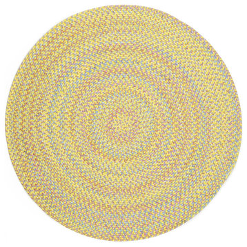 Hipster Kids and Playroom Braided Rug Yellow Multi 4' Round