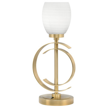 1-Light Table Lamp, New Age Brass Finish, 5" White Linen Glass