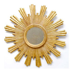 Worlds Away Josephine Gold Leaf Starburst Mirror - Bathroom Mirrors