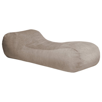 Arlo Chaise Lounge Bean Bag Chair, Premium Chenille, Beige