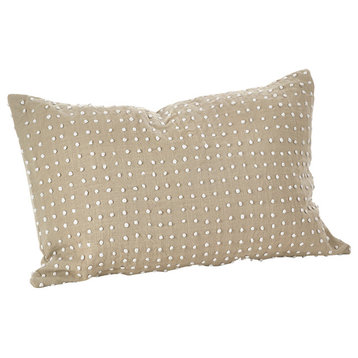 Leilani Collection French Knot Design Down Filled Cotton Throw Pillow, 14"x 23"