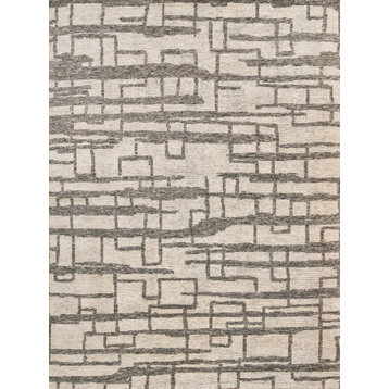 Aldridge Hand-Knotted Wool and Bamboo Silk Silver/Gray Area Rug, 12'x15'