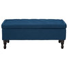 Tufted Top Fabric Storage Ottoman (Navy Blue)
