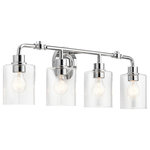 Kichler - Bath 4-Light - With adjustable hinges, the GunnisonTM 4-light bath vanity allows you to customize the light in your bath to focus on the areas you want to illuminate most. The fixture's exposed hardware and mirror-like Chrome finish offer the perfect touches to your traditional bath setting. in.,