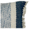 Ashera Handwoven Wool Blend 14x24 Lumbar Pillow, Off White and Blue