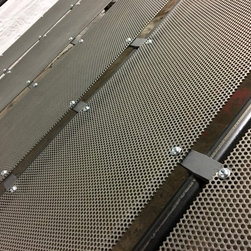 Gatsby Dark Steel Pipe & Perforated Steel Kingsize Bed Frame with high headframe - Panel Beds