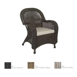 Classic Wicker Traditional Woven Resin Dining Arm Chair by Summer Classics - Outdoor Dining Chairs