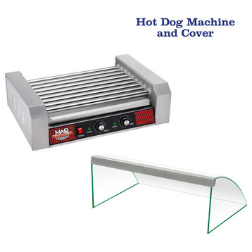 9 Roller Hot Dog Machine With Tempered Glass Cover Countertop Hot Dog Roller