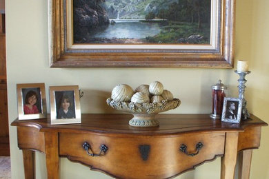 Inspiration for a large timeless open concept carpeted family room remodel in Detroit