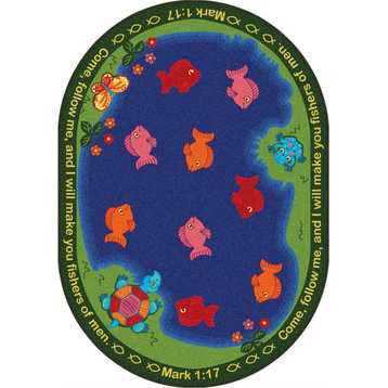Fishers of Men 5'4" x 7'8" Oval area rug in color Multi