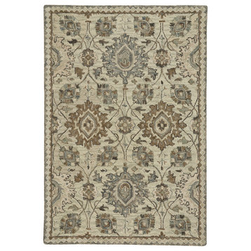 Lincoln Hand Tufted 3'6"x5'6" Wool Area Rug, Neutral