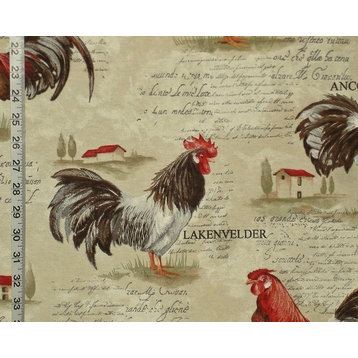 Rooster Fabric Retro European Country Chicken Home Decorating Material, Standard Cut