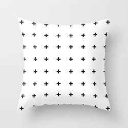 Black Cross on White Pillow - Decorative Pillows