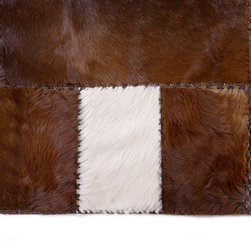 Luxury Cowhide Patchwork Area Rug Oval Brown White Handmade Hair-on 7'2"x5'2" - Area Rugs