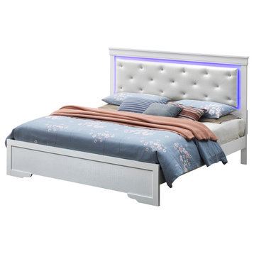 Lorana Collection G Panel Beds, Silver Champagne