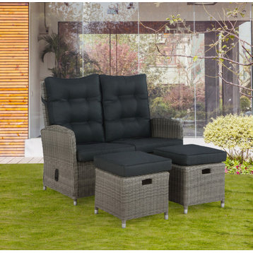 Monaco All-Weather 3-Piece Set, Reclining Bench and Two Ottomans