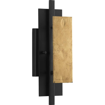 Lowery 1-Light Black/Distressed Gold Luxe Wall Light