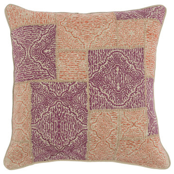 Kosas Home Mynos Embroidered 100% Linen 22� Throw Pillow, Purple
