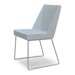 Prisma & Wire Chrome Base - Light Grey Leatherette - Dining Chairs