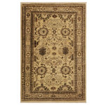 Bareens Designer Rugs - Boho Chic Ziegler Denim Tan Beige Hand-Knotted Wool Rug - 3'11'' x 5'9'' - Enhance the ambiance of your home with this magnificent Persian-influenced Turkish hand-knotted rug made by skilled artisans capable of creating the most exceptional vegetable dyes and hand-spun wool. This exquisite handmade rug is a one-of-a-kind Peshawar Kafkaz, otherwise identified as Chobi, Chobi Peshawar, Oushak, or Ziegler rug. These handmade rugs are crafted in Pakistan utilizing superior-quality wool imported from Australia, New Zealand, and Korea in two types of weaves: the Persian weave and the Mori weave. This rug is meticulously crafted by hand using the finest natural vegetable dyes extracted from local plants. The artisans use a blend of hand-spun local and fine merino wool, resulting in a rug with a compelling texture, higher lanolin content, and longer staple. The artisans occasionally incorporate natural or artificial silk into the pile to enhance specific motifs. The finished product is an awe-inspiring execution of flawless design and an understated palette that exudes elegance.
