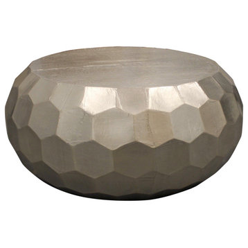 Kaleido Cocktail Table with Hexagonal Stamp Design, Antique Silver